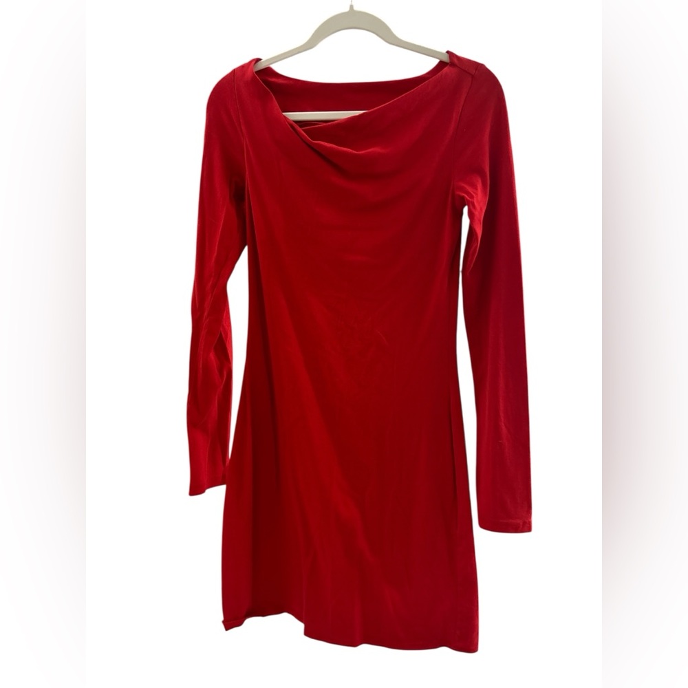 James Perse Vibrant Red Long Sleeve Dress